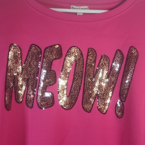 Juicy Couture Pink Meow Long Sleeve Shirt Sequins Size Large - Picture 4 of 16